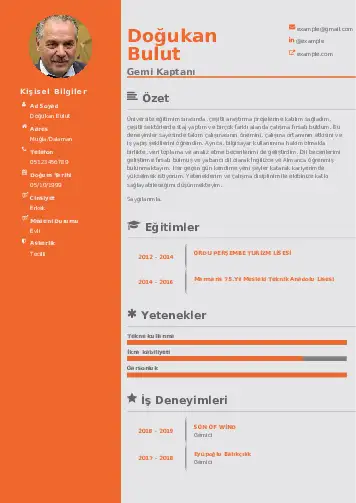 Gemi Kaptanı CV Örnekleri cv indir